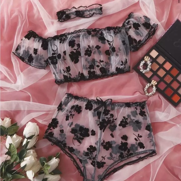 Other - Floral Sheer Black Intimate Set